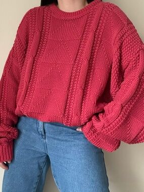 Vintage Chunky Knit Sweater in Watermelon Sorbet